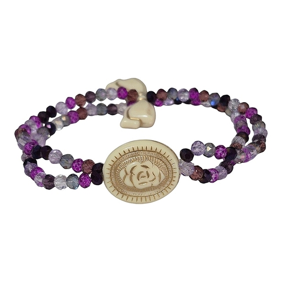 Handcrafted Artisan Glass & Acrylic Bead Stretch Bracelet - Picture 3 of 3